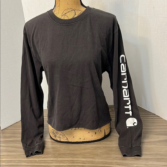 CARHARTT CROPPED DISTRESSED FADED LONG SLEEVE TEE SMALL - Picture 1 of 12